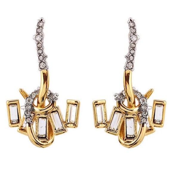 Alexis Bittar New Gold Jagged Starlight Marquis Serpentine Crystal Earrings - Picture 16 of 16